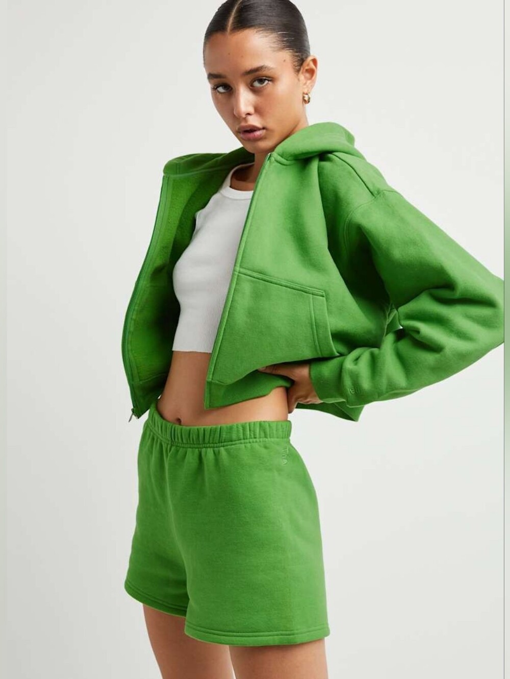 aritzia x Tna cozy fleece boyfriend crop Vine Green